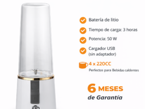 Batidora portatil recargable 300 ml