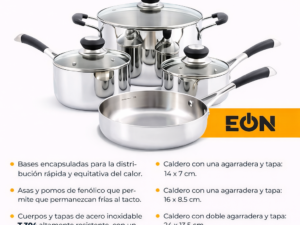 Juego de Calderos de 7 piezas de acero inoxidable