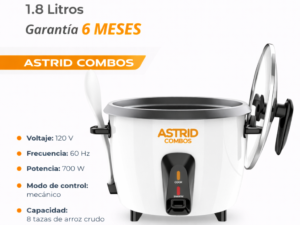 Olla arrocera color blanco 1,8 litros