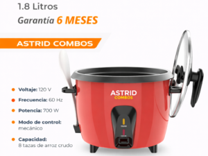 Olla arrocera color roja 1,8 litros