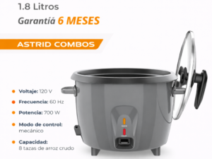 Olla arrocera color gris de 1,8 litros