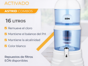 Filtro de agua azul con blanco de 16 litros