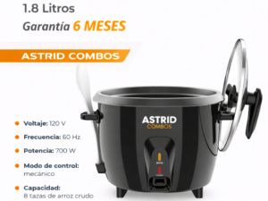 Olla arrocera color negro de 1,8 litros