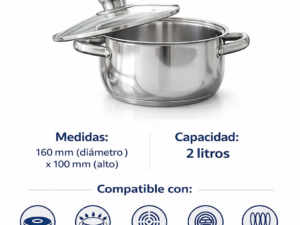 Caldero de acero inoxidable 2 litros