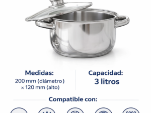 Caldero inoxidable de 3 litros