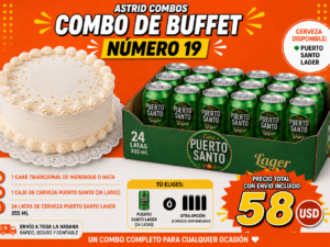 Combo de buffet número 19 cake con caja de cerveza de 24 unidades