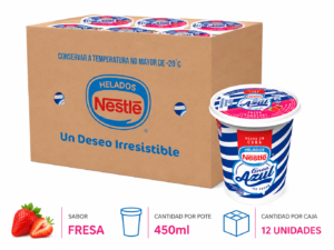 Caja de potes de helado nestle sabor fresa 12 unidades