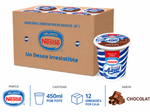 Caja de pote de helado nestle sabor chocolate 12 unidades