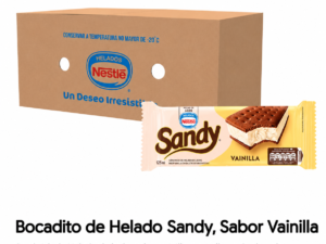 Caja de bocadito  de helado nestle  sandy de 24 unidades vainilla