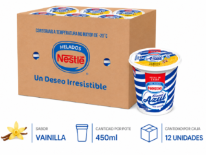 Caja de pote de helado nestle sabor vainilla 12 unidades