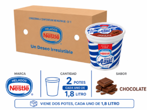 Caja de helado nestle 2 potes de 1,8 litros cada uno sabor chocolate