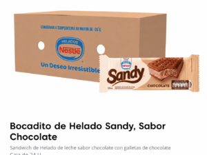 Caja de bocadito nestle sandy de sabor chocolate de 24 unidades