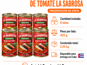 6 latas de sardina en tomate cada lata de 425 gr